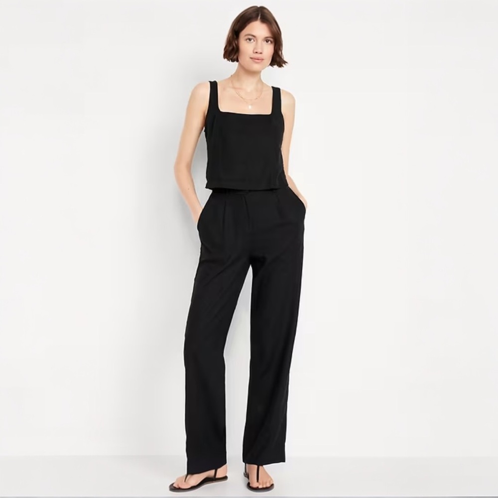 NWT Old Navy Extra High-Waisted Pleated Taylor Wide-Leg Linen-Blend Trouser Pant